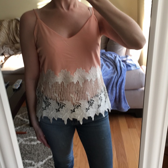 1 Left! Sleeveless Top With Sheer Lace detail - Picture 3 of 6